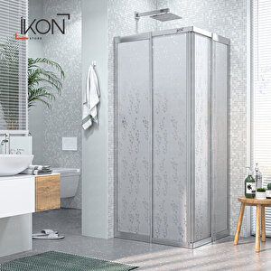 Plastik Mika Cam, Dikdörtgen Krom Duşakabin 90x110 cm