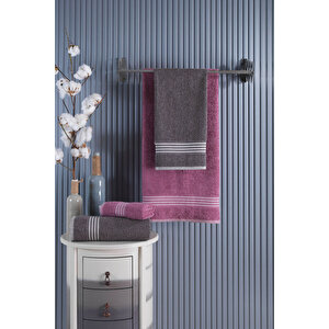 4 Lü Kadın Erkek Banyo Havlusu Takımı Oscar Antrasit