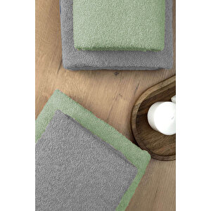 4 Lü Banyo Havlusu Takımı Soft Büyük Havlulu Pamuklu Havlu Seti 90x150 Cm Gri Koyu Yeşil