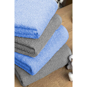 4 Lü Banyo Havlusu Takımı Soft Büyük Havlulu Pamuklu Havlu Seti 90x150 Cm Gri