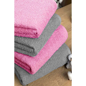 4 Lü Banyo Havlusu Takımı Soft Büyük Havlulu Pamuklu Havlu Seti 90x150 Cm Gri
