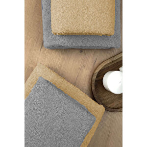 4 Lü Banyo Havlusu Takımı Soft Büyük Havlulu Pamuklu Havlu Seti 90x150 Cm Gri Kahve
