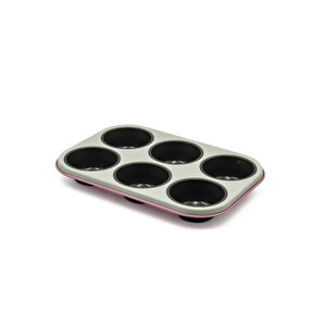6'lı Muffin Kalıbı Koyu Pembe