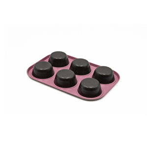 6'lı Muffin Kalıbı Koyu Pembe