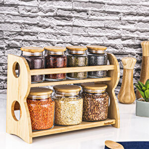 Bench Standlı 8 Parça Cam Baharat Takımı