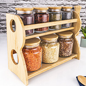 Bench Standlı 8 Parça Cam Baharat Takımı
