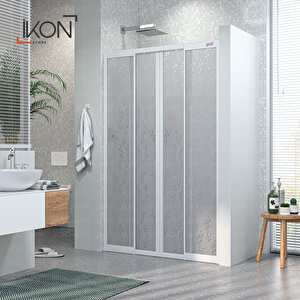 Plastik Mika Cam, 2 Sabit 2 Açılır Beyaz Duşakabin 176 176 cm