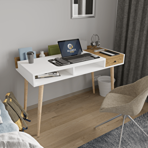 Home Flex Çalışma Masası, Kitaplık Sepet-beyaz
