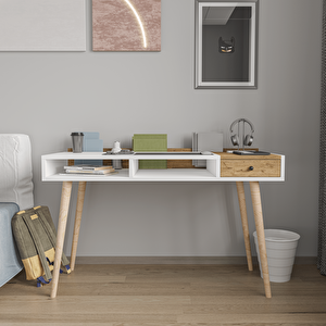 Home Flex Çalışma Masası, Kitaplık Sepet-beyaz