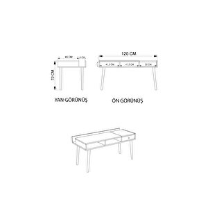 Alonex Home Flex Çalışma Masası, Kitaplık Sepet-beyaz