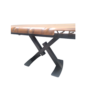 Masa 13763 Kütük Desen Tk X Metal Ayak Yan Açıl Tabla Benc Tel Sandalye El Yapım