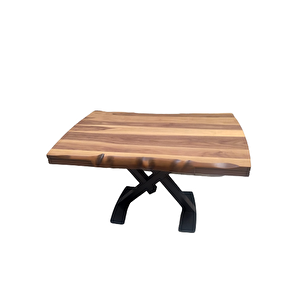 Masa 13763 Kütük Desen Tk X Metal Ayak Yan Açıl Tabla Benc Tel Sandalye El Yapım