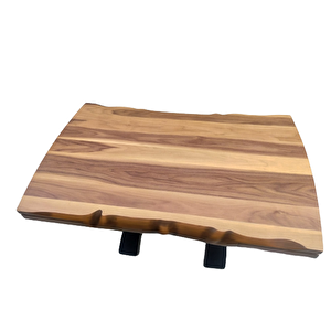 Masa 13763 Kütük Desen Tk X Metal Ayak Yan Açıl Tabla Benc Tel Sandalye El Yapım