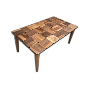 Orta Sehpa 13790 Kareli̇ Tabla Model Kayın Retro Ayak Parlak Ceviz Natüre El Yapım