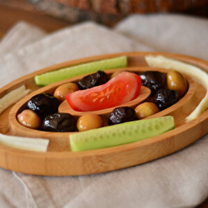 Bambum Fufu Oval 3 Bölmeli Kahvaltılık & Çerezlik