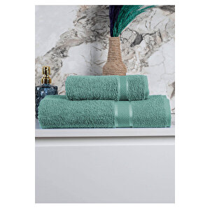 %100 Pamuk 2 Parça Kadın/erkek Banyo Duş Hamam Havlu Seti 90x150 Cm Koyu Yeşil