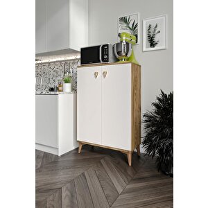 Simple Çok Amaçlı Dolap Mutfak Balkon Kiler Banyo Ayakkabılık Dolabı Ekru Ceviz