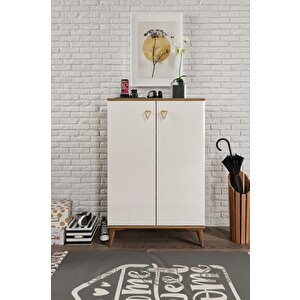 Simple Ayakkabılık  Çok Amaçlı Dolap Mutfak Kiler Balkon Ekru Ceviz
