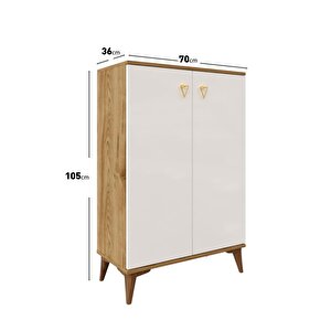 Simple Ayakkabılık  Çok Amaçlı Dolap Mutfak Kiler Balkon Ekru Ceviz