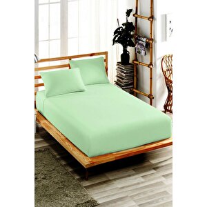 100x200 Cm Tek Kişilik Lastikli Çarşaf Takımı, Kumaş, Pamuklu, Yüksek Yatak Açık Yeşil Açık Yeşil