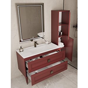 Nepal 80 Cm Lake Banyo Dolabı Seti Ve Boy Dolabı Bordo