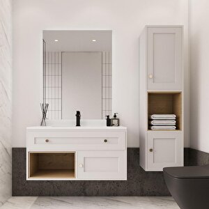 Bükreş 80 Cm Lake Banyo Dolabı Seti Ve Boy Dolabı Beyaz