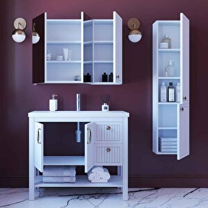 Beyrut 100 Cm Lake Banyo Dolabı Seti Ve Boy Dolabı Beyaz