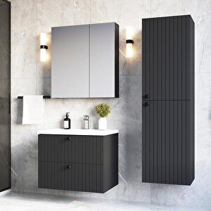 Hanoi 80 Cm MDF Banyo Dolabı Seti Ve Boy Dolabı Antrasit