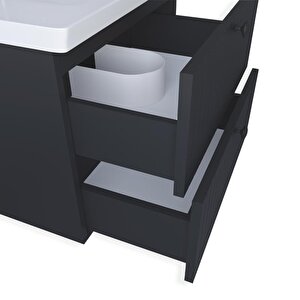 Hanoi 80 Cm MDF Banyo Dolabı Seti Ve Boy Dolabı Antrasit