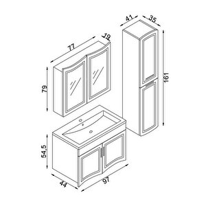 Münih 100 Cm Lake Banyo Dolabı Seti Ve Boy Dolabı Beyaz