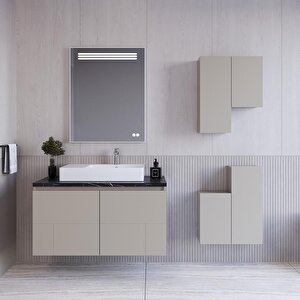 Londra 90 Cm Lake Banyo Dolabı Seti Ve Boy Dolabı Krem