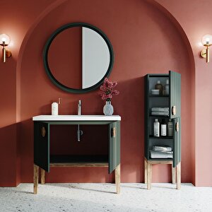Merkür 80 Cm Lake Banyo Dolabı Seti Ve Boy Dolabı Zümrüt
