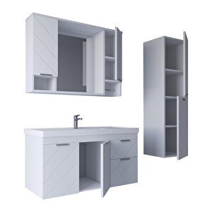Atina 100 Cm MDF Banyo Dolabı Seti Ve Boy Dolabı Beyaz