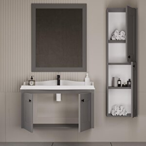 Togo 80 Cm MDF Banyo Dolabı Seti Ve Boy Dolabı Gri