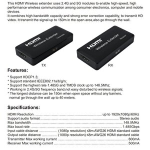 Novacom Nvc-hdwe150 Hdmi Extender Wireless Transmitter Görüntü Ve Ses Aktarıcı