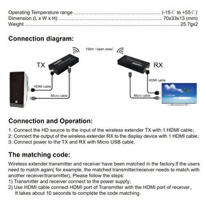 Novacom Nvc-hdwe150 Hdmi Extender Wireless Transmitter Görüntü Ve Ses Aktarıcı
