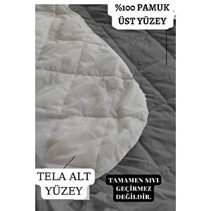 Gri Renkli Yatak Koruyucu Alez, Çift Kişilik, Pamuklu, Kapitoneli Fitted (150x200) 150x200 cm