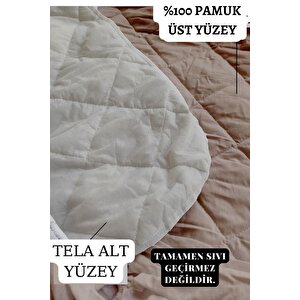 Kahve Renkli Yatak Koruyucu Alez, Battal Boy, Kare Yatak, Pamuklu, Kapitoneli Fitted (200x200) 200x200 cm