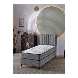 Ezgi 90x190 Tek Kişilik (baza+başlık+yatak) 3 Lü Set (keten Gri)