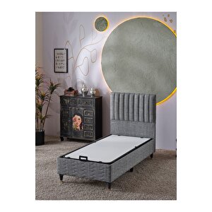 Ezgi 90x190 Tek Kişilik (baza+başlık+yatak) 3 Lü Set (keten Gri)