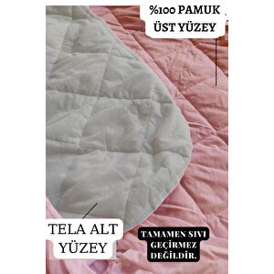 Pudra Renkli Yatak Koruyucu Alez, Çift Kişilik, Pamuklu, Kapitoneli Fitted (140x200) 140x200 cm