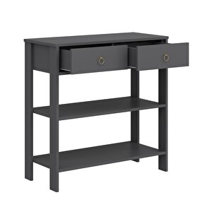 Dekorosso Luke Modern 2 Çekmeceli 2 Raflı Kahve Köşesi Airfry Dolabı Antrasit