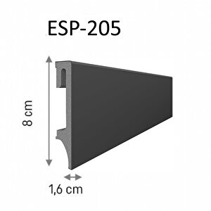 Espumo Suya Dayanıklı Kompozit Süpürgelik 8 Cm - 2,40 Metre - Antrasit - Esp205