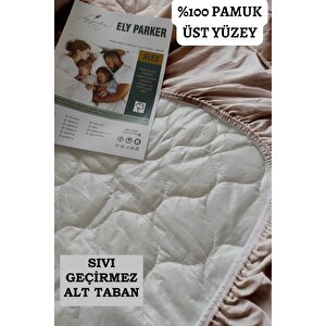 Kahve Renkli Sıvı Geçirmez Alez, Battal Boy, Pamuklu, Kapitoneli Fitted (180x200)