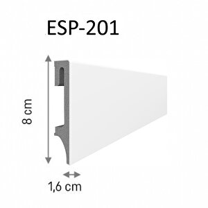 Espumo Suya Dayanıklı Kompozit Süpürgelik 8 Cm - 2,40 Metre - Beyaz - Esp201