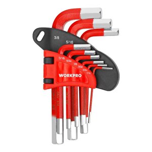 Workpro Wp222016 9 Parça Kısa Boy Cr-v İnç Profesyonel Allen Anahtar Takımı