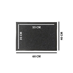 Pvc Tabanlı Kaymaz Kapı Önü Paspası Koyu Gri 60x40 Cm