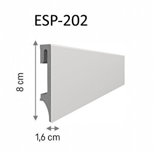 Espumo Suya Dayanıklı Kompozit Süpürgelik 8 Cm - 2,40 Metre - Açık Gri - Esp202
