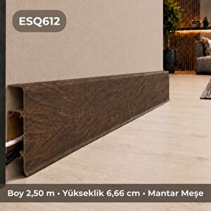 Esquero Kablo Kanallı PVC Süpürgelik 250 cm, Açılabilir Kapaklı, Mantar Meşe, ESQ612