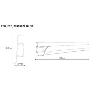 Esquero Kablo Kanallı Pvc Süpürgelik 6,66 Cm - Meşe Palamudu - Esq610